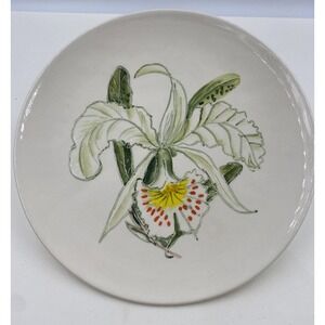 Holland Mold Ceramic Orchid Plate Hand Painted Floral Wall Hanging Decor 11.5in